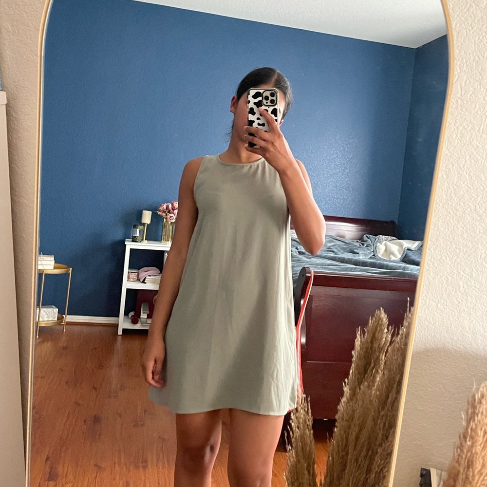 Casual olive green summer dress